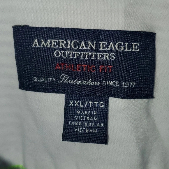 American Eagle Outfitters Blue White Stripe Long Sleeve Button Down Shirt Men - Picture 2 of 15